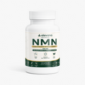 A white bottle of Elevana NMN dietary supplement with a white cap, featuring a clean white and dark green label with gold accents, set against a light gray background.