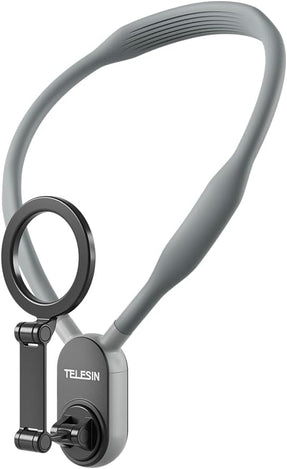 TELESIN Magnetic Neck Mount for Phones, Neck Cell Phone Holder POV/Vlog Selfie Mount Hand Free Phone Neck Holder Chest Stand Strap Video Recording for iPhone 17 16 15 14 13 12 Seires Android Phones