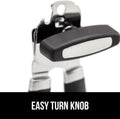 GORILLA GRIP Heavy Duty Stainless Steel Smooth Edge Manual Can Opener, Soft Comfortable Handle, Large Handheld Turn Knob, Built-In Bottle Openers, US Designed, Holiday Prep Kitchen Essential, Black