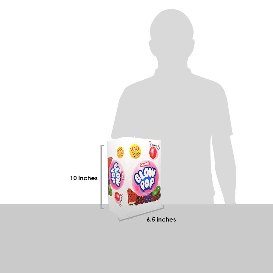 Charms Blow Pop Lollipops - Individually Wrapped Dual Candy and Gum Suckers - Peanut Free, Gluten Free - Bulk Treat for Kids and Adults - Assorted Flavors, 100 Count (4 lb 1 oz.)
