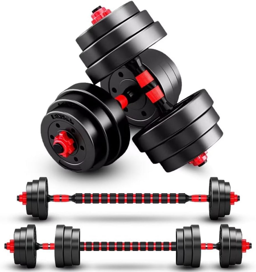 Adjustable Dumbbells Set - 30 LBS Weight Plates, 3-in-1 Barbell, Home Gym Equipment
