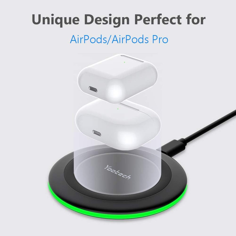 Yootech Wireless Charger,10W Max Wireless Charging Pad Compatible with iPhone 17/17 Pro/17 Pro Max/Air/16/15/14/13/SE 2022/12/11,Samsung Galaxy S25/S24/S23,for AirPods Pro 3(No AC Adapter)