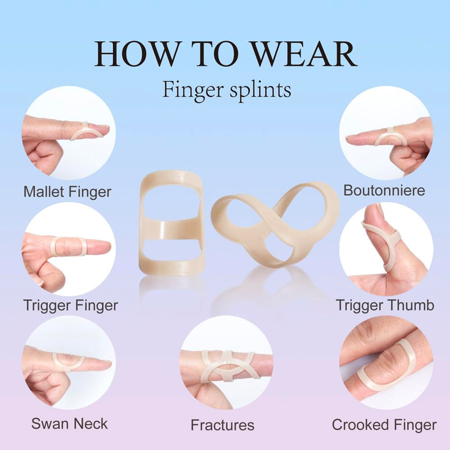Oval Finger Splint 8 Pcs for Arthritis, Mallet Finger, Trigger Finger, Hypermobility