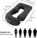 ALLOPERA Pregnancy Pillow, Full Body 57 Inch Maternity Pillow with Removable Washable Cover - Sleep Support for Legs, Back, Neck, Shoulder, HIPS, Belly for Pregnent Women, Black Grey Velvet Cover