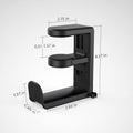 EURPMASK Rotating Headphone Stand - PC Gaming Headset Holder, Adjustable Clamp-on Under Desk Hanger With 360 Degree Swivel & Cable Clip Organizer - Black