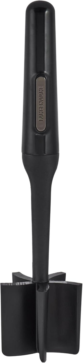 FARBERWARE Nylon Meat and Potato Masher – 5-Blade Ground Meat Chopper, Heat-Resistant to 450°F, Safe for Nonstick Cookware, Ergonomic Handle, 10-Inch, Dishwasher-Safe, Black