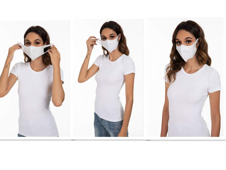 Medi-sky 3D Disposable Mask for Adults, Elastic Cloth Ear Straps Breathable Face Mask Individual Package 50pcs White