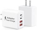 USB C Charger Block 40W, 2Pack 4-Port Type C Fast Charging Blocks PD USBC Plug Adapter + QC USB Wall Charger Cube Multiport Brick Compatible with iPhone 16 15 14 13 12 11 Pro Max XS, Samsung