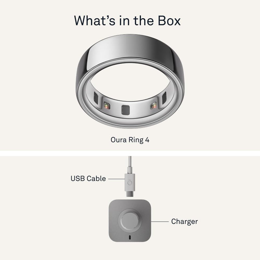 Oura Ring 4 - Silver - Size 9 - Sleep, Activity, Women’s Health, AI Advisor, Up to 8 Days of Battery Life, Size Before You Buy, Android & iOS Compatible