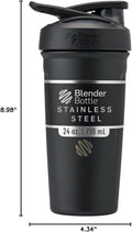 BlenderBottle Strada 24oz Insulated Stainless Steel Shaker Cup with Whisk