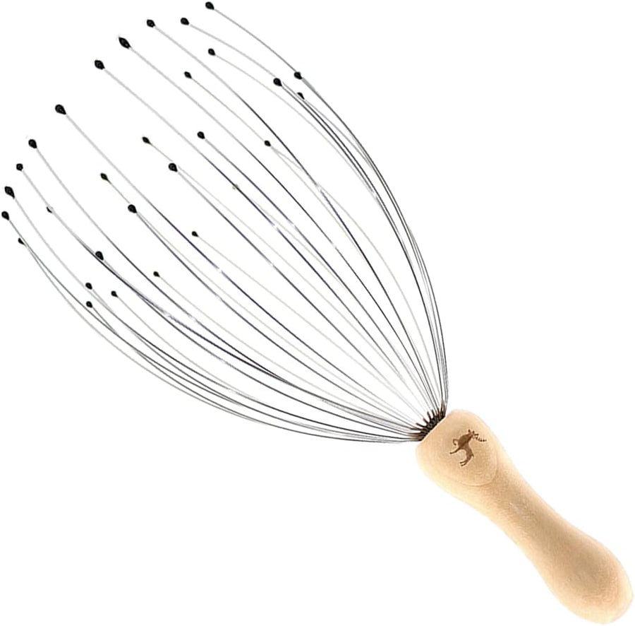 USAGA 32 Fingers Head Massager Wood Handle Scalp Relaxer