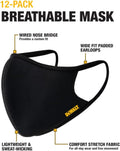 DEWALT Cooling Black Face Masks, Adjustable Fit & Neck Strap, Breathable Reusable Moisture Wicking, Nose Wire & Ear Adjusters