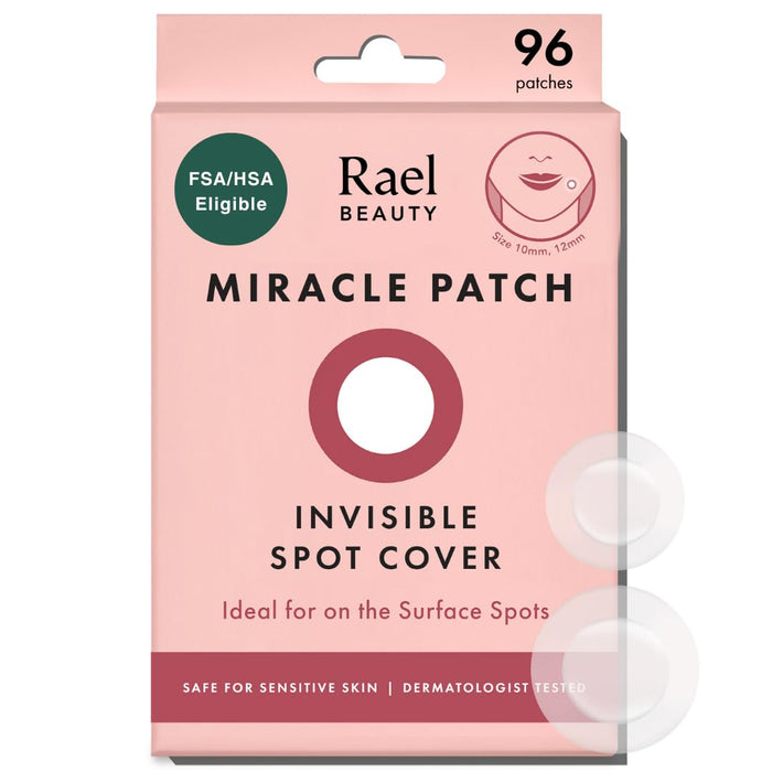 Rael Pimple Patches, Miracle Invisible Spot Cover - Hydrocolloid Acne Pimple Patch, Absorbs Zits & Blemish, Korean Skin Care, 2 Sizes