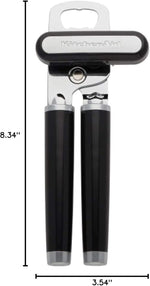 KitchenAid Classic Multifunction Can Opener and Bottle Opener Easy to Use, Razor Sharp Stainless Steel Cutting Wheel, Soft Ergonomic Handles, Black