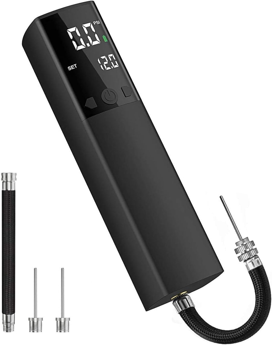Pumteck Electric Ball Pump, Smart Air Pump Portable Fast Ball Inflation with Precise Pressure Gauge and Digital LCD Display for Football Basketball Volleyball Football (2 Pin and 1 Spout)