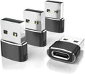 Elebase USB to USB C Adapter for iPhone 17 4Pack,USBC Female to A Male Car Charger Adapter,Type C Converter Apple 16 Pro Max 15 14 Plus,iWatch Watch 11 10 Se Ultra 3,iPad Air,Samsung Galaxy S25,Black