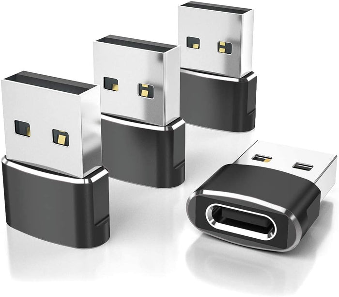 Elebase USB to USB C Adapter for iPhone 17 4Pack,USBC Female to A Male Car Charger Adapter,Type C Converter Apple 16 Pro Max 15 14 Plus,iWatch Watch 11 10 Se Ultra 3,iPad Air,Samsung Galaxy S25,Black