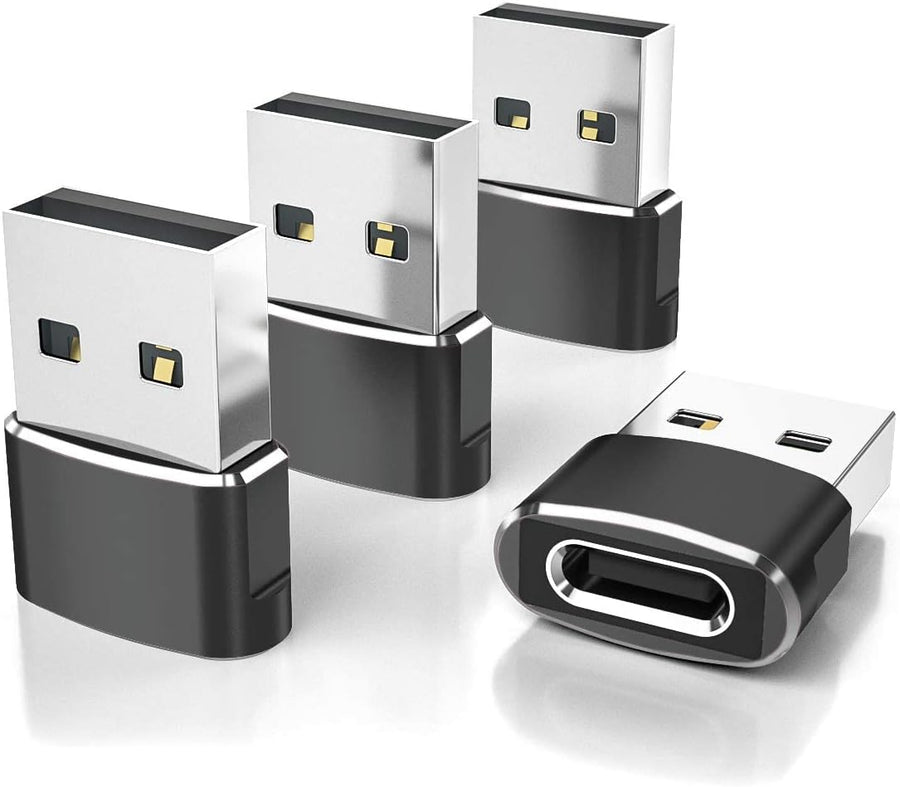 Elebase USB to USB C Adapter for iPhone 17 4Pack,USBC Female to A Male Car Charger Adapter,Type C Converter Apple 16 Pro Max 15 14 Plus,iWatch Watch 11 10 Se Ultra 3,iPad Air,Samsung Galaxy S25,Black
