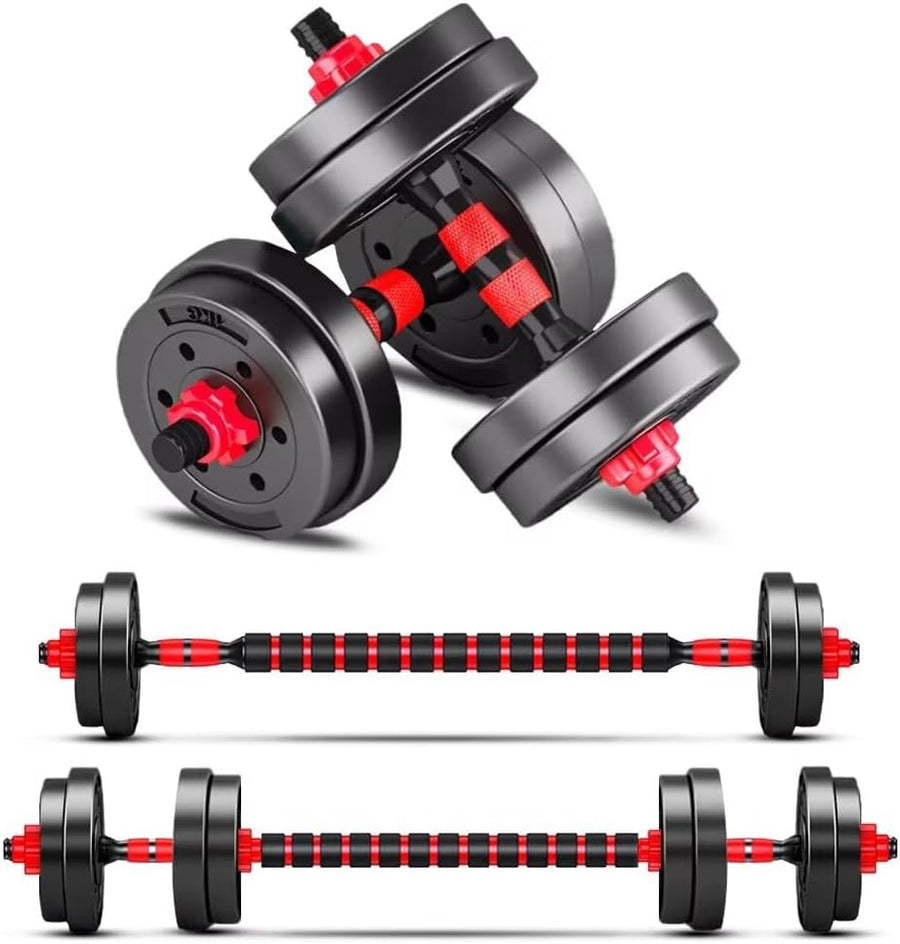 Adjustable Dumbbells Set - 30 LBS Weight Plates, 3-in-1 Barbell, Home Gym Equipment