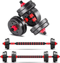 Adjustable Dumbbell Set - 20lbs Convertible to Barbell for Home Gym