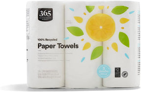 365 by Whole Foods Market, 100% Recycled Jumbo Paper Towels, Ultra-Strong, 135 Sheets per Roll, 3 Count