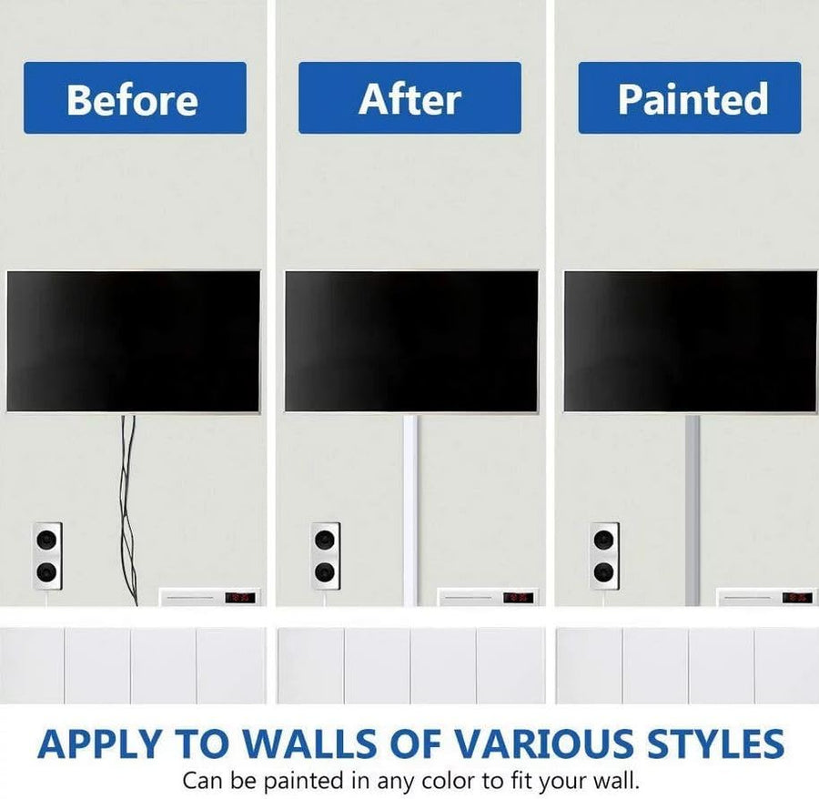 Delamu Cord Hider, 157in Wire Covers for Cords on Wall, Premium Cable Hider Cord Covers for Wires, Cable Management Wire Hiders for TV, Cable Raceway Kit, W0.95 H0.55in, White