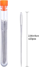 23 PCS Large Eye Sewing Needles, 2.36in Sewing Sharp Needles, Leather Embroidery Thread Needle, Stainless Steel Yarn Knitting Needle with a 3.3in Plastic Bottle