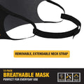 DEWALT Cooling Black Face Masks, Adjustable Fit & Neck Strap, Breathable Reusable Moisture Wicking, Nose Wire & Ear Adjusters