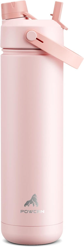 26 oz Insulated Water Bottle with 2-in-1 Straw and Spout Lid, Keep Cold 24H, Leak-Proof, Fits in Car Cup Holder, Stainless Steel Water Bottle for Sports, Travel, and School (Cotton Candy)