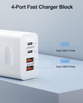 [2-Pack] USB C Wall Charger, 40W 4-Port Fast Charging Block USB C Charger Dual USBC Power Adapter + QC Wall Plug Multiport Brick Type C Block for iPhone 15/14/13/12/11/Pro Max/XS/XR, iPad, Samsung