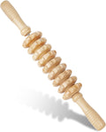 Liitrton Manual Wooden Fascia Massage Roller Trigger Points Straight-9-Wheel for Cellulite Sore Muscle