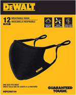 DEWALT Cooling Black Face Masks, Adjustable Fit & Neck Strap, Breathable Reusable Moisture Wicking, Nose Wire & Ear Adjusters