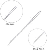 23 PCS Large Eye Sewing Needles, 2.36in Sewing Sharp Needles, Leather Embroidery Thread Needle, Stainless Steel Yarn Knitting Needle with a 3.3in Plastic Bottle