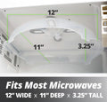HOVER COVER Magnetic Splatter Cover, 12-Inch Clear BPA-Free Food Lid, Vented Plate Guard with Steam Vents, Anti-Splash Microwave Lid, Dishwasher Safe, Space-Saving Magnetic Storage - Gray