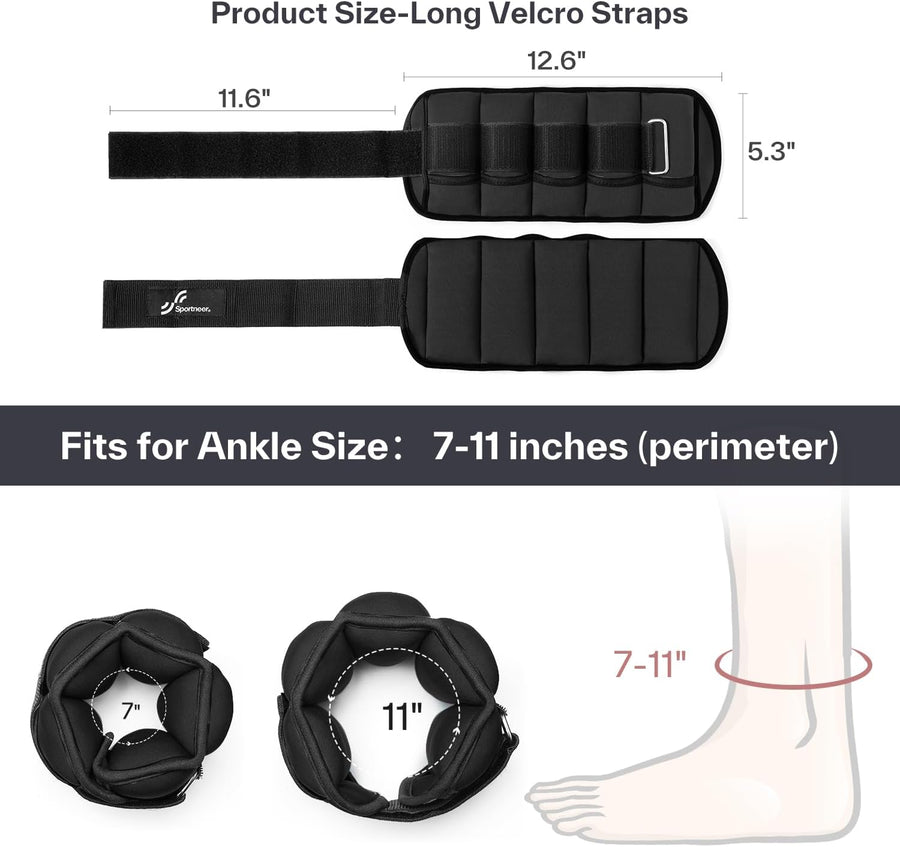 Sportneer Adjustable Ankle Weights 7 lbs - Strength Training for Yoga, Walking, Running