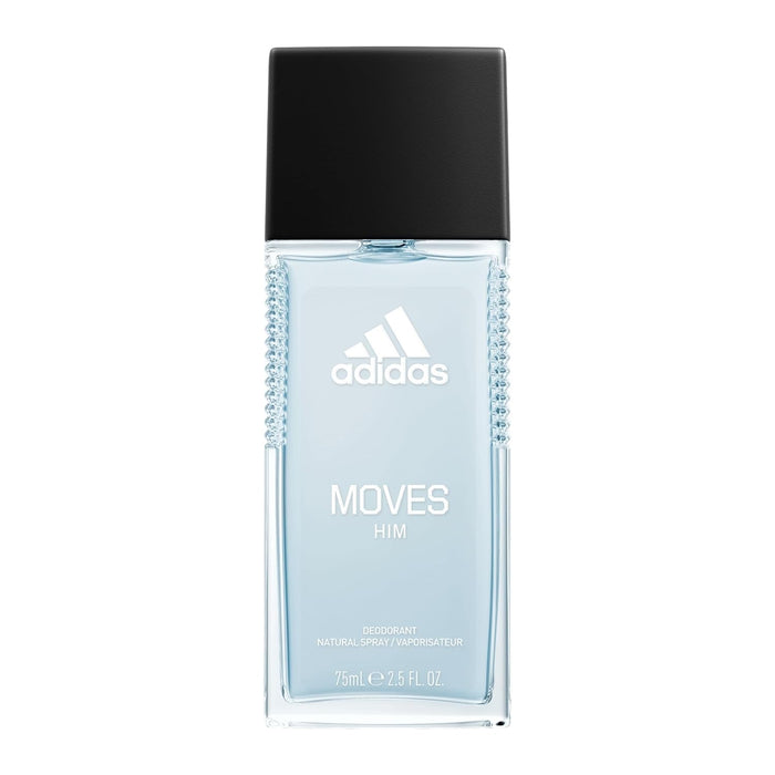 Adidas Moves Him Body Fragrance 2.5 fl oz (Pack of 1) , Notes of Green Apple, Cedarwood, Musk, Men's Fragrance, Long Lasting, Sporty Fragrance, Travel Size