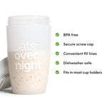Oats Overnight Leakproof Shaker Bottle - 8oz Fill Line, Dishwasher Safe