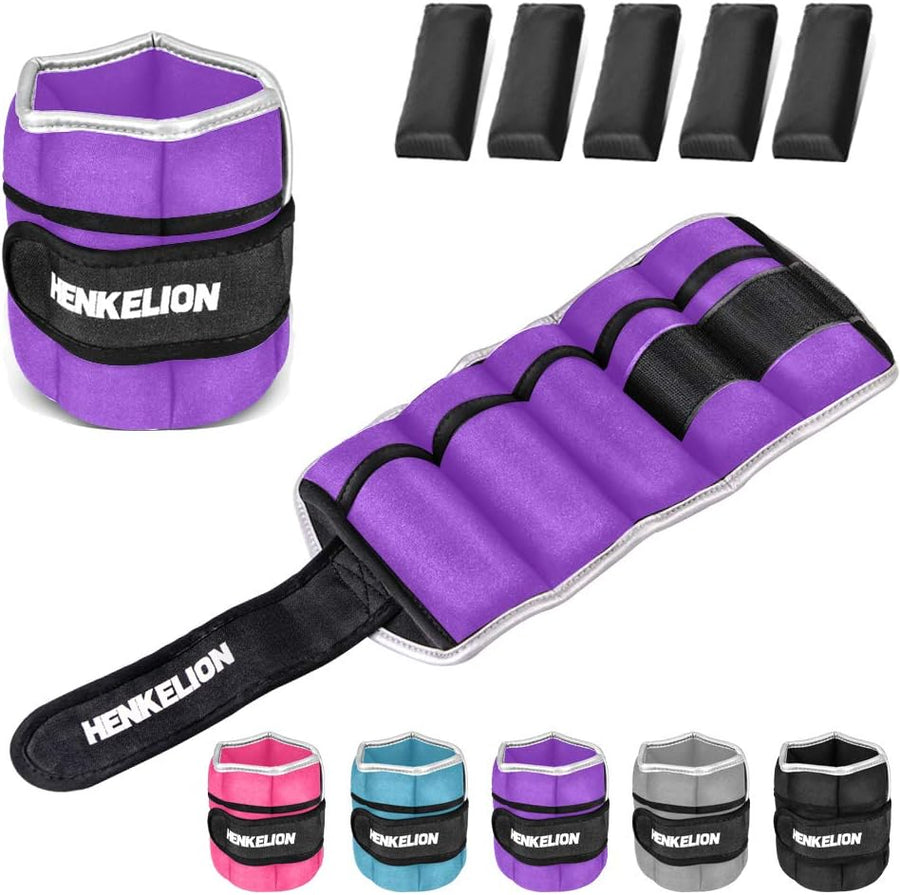 Henkelion Adjustable Ankle Weights - 1-10 Lbs for Women, Men, Kids - Strength Training Wrist & Ankle Weights