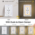 POWRUI Multi Plug 6 Outlet Surge Protector Extender with 3 USB Ports (1 USB C) and Night Light, 3-Sided Power Strip with Adapter Spaced Outlets, ETL Listed, White