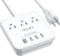 Cruise Essentials, NUOZHI 6 Ft Power Strip with 3 Outlets and 4 USB Ports(1 USB C), Non Surge Protector for Cruise Ship, Travel, Home Office, ETL Listed, White
