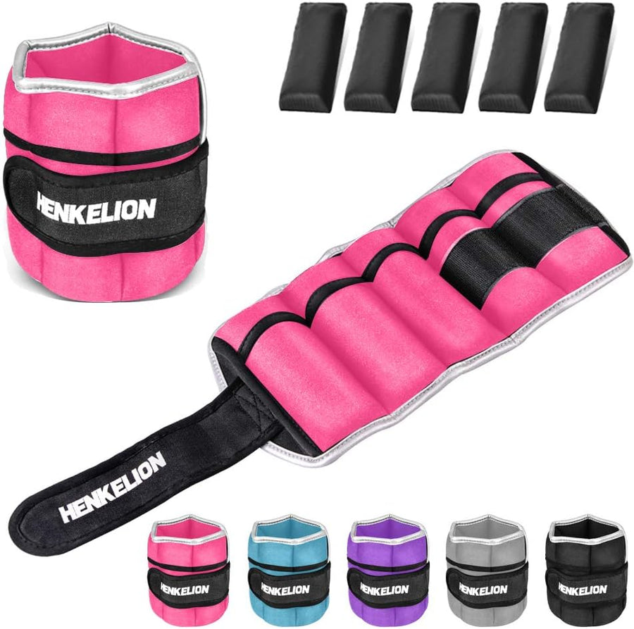 Henkelion Adjustable Ankle Weights - 1-10 Lbs for Women, Men, Kids - Strength Training Wrist & Ankle Weights