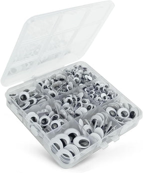 520 Pcs Wiggle Googly Eyes with Self-Adhesive, 6mm 8mm 10 mm 12mm 15mm Mixed Packaging (Black and White)