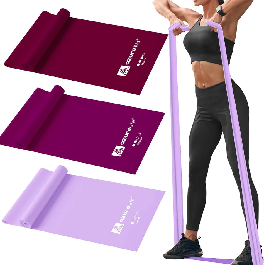 A AZURELIFE Resistance Bands - Professional Non-Latex Elastic Bands for Yoga, Pilates, Rehab