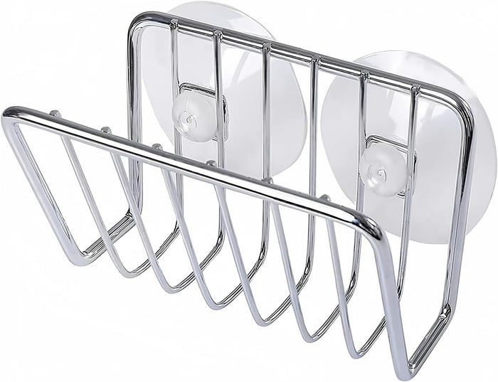 Toplife Sponge Holder for Kitchen Sink, Stainless Steel Suction Cup Sponge Caddy - Silver