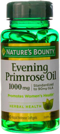 Nature's Bounty Primrose Oil 1000mg, Promotes Women's Health, Herbal Supplement, Gluten Free, 60 Rapid release Softgels