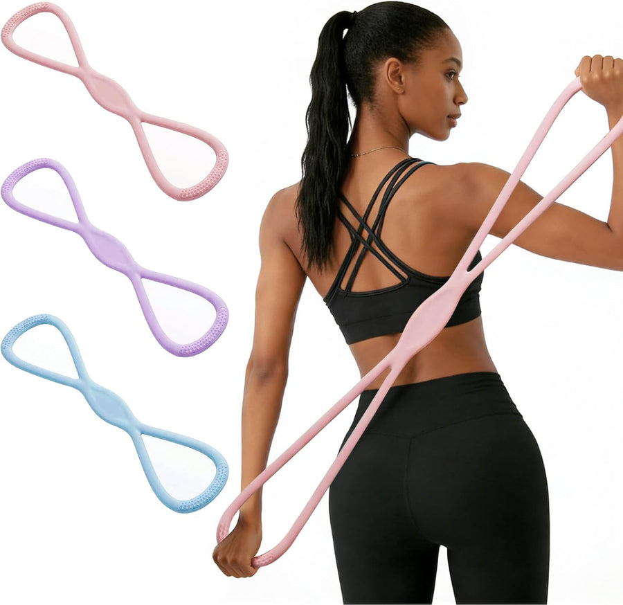 Figure 8 Resistance Bands for Full-Body Workouts - Durable Latex Bands with Handles