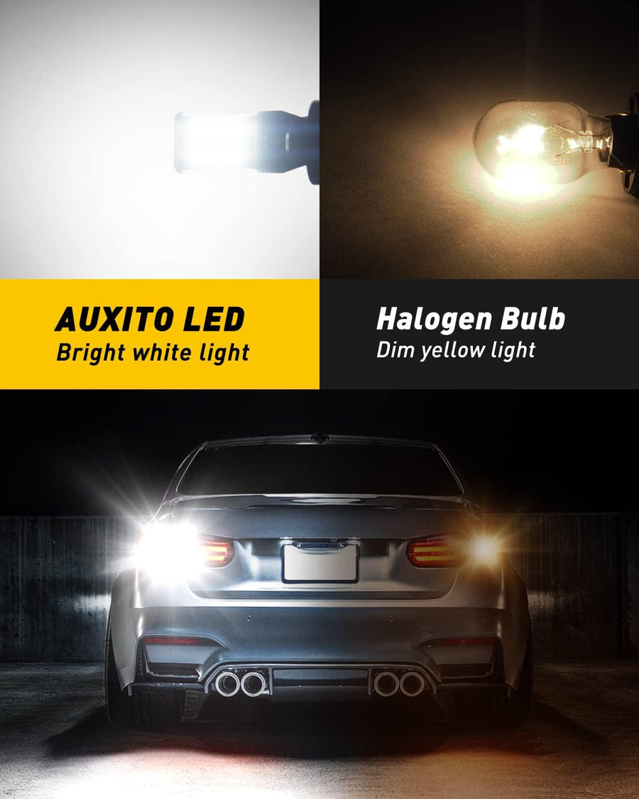 AUXITO 912 921 LED Bulb for Backup Light Reverse Lights High Power 2835 15-SMD Chipsets Error Free T15 906 922 W16W Bulbs, 6000K White, Exterior Light Bulbs (Upgraded, Pack of 2)