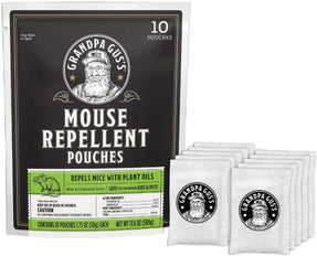 Grandpa Gus’s Extra-Strength Mouse Repellent Pouches, Peppermint & Cinnamon Oil, Natural Rodent Deterrent Control for Garage, RV, Car, Basement, Attic, Storage, 1.75 Oz (Pack of 10)