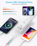 One Beat 10Ft Extension Cord with Multiple Outlets,Flat Plug Power Strip Surge Protector with 10 Ft Long Cord,6 Outlet 4 USB Ports (2USB C),Multi Outlet Wall Plug for Travel,College,Dorm Essentials