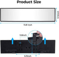 JOYTUTUS Rear View Mirror, Universal 11.81 Inch Panoramic Convex Interior Clip-on Wide Angle Mirror to Reduce Blind Spot Effectively for Car SUV Trucks -Clear